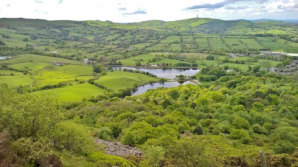 Quarry landscape at Tegg's Nose — millstone grit faces and moorland edge