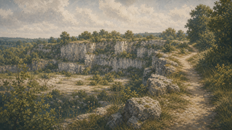 Quarry landscape at Tegg's Nose — millstone grit faces and moorland edge
